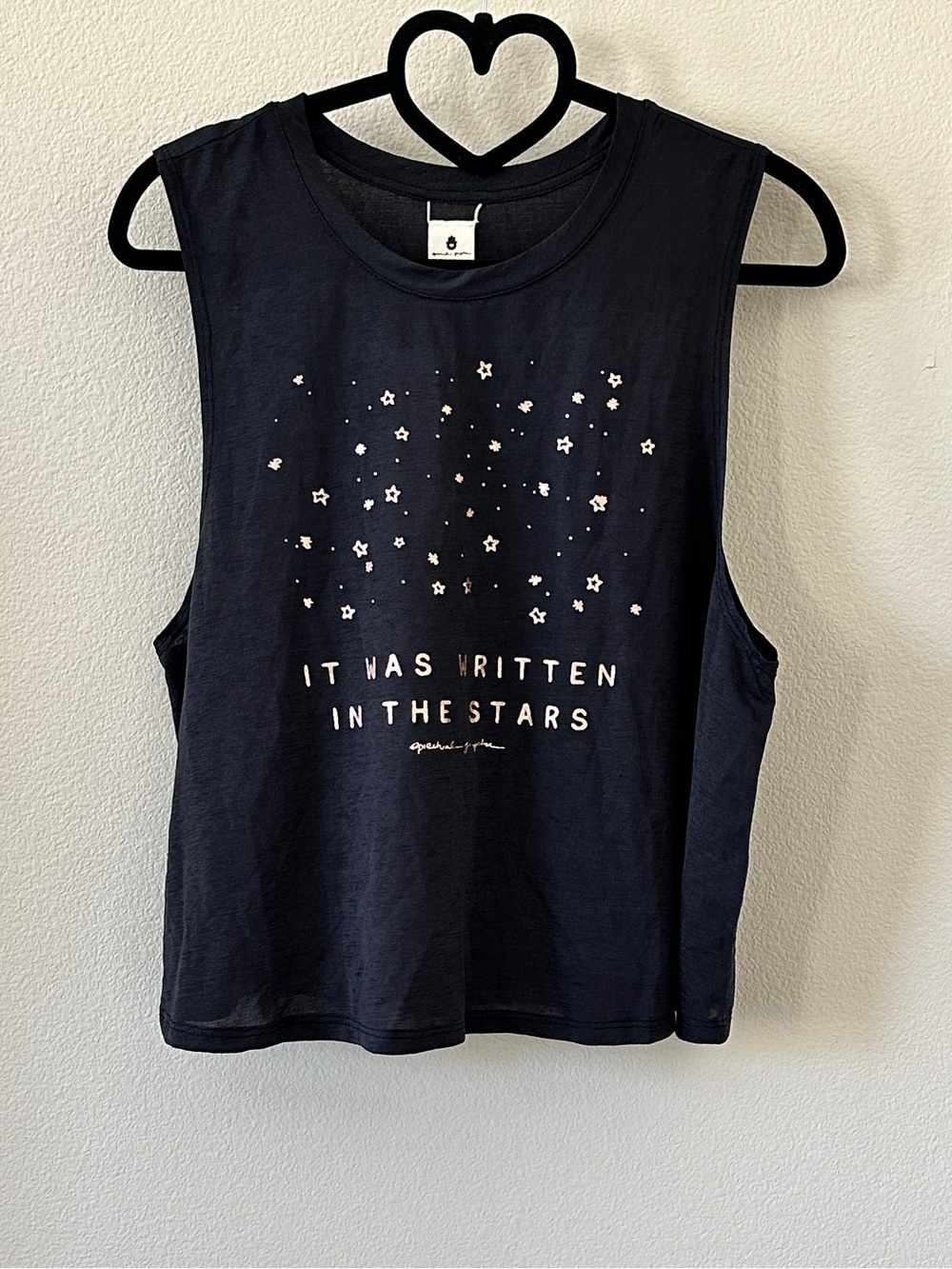 Spiritual Gangster Gray Gold Graphic Crop Tank Top Size L